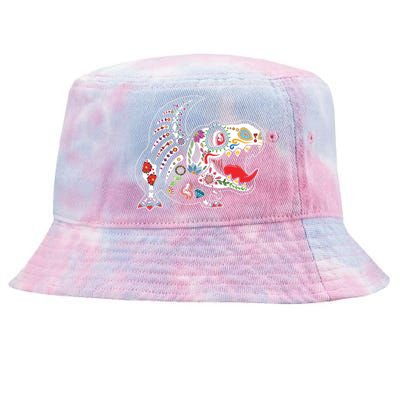 Calavera TRex Dia De Los Muertos Dinosaur Halloween Tie-Dyed Bucket Hat