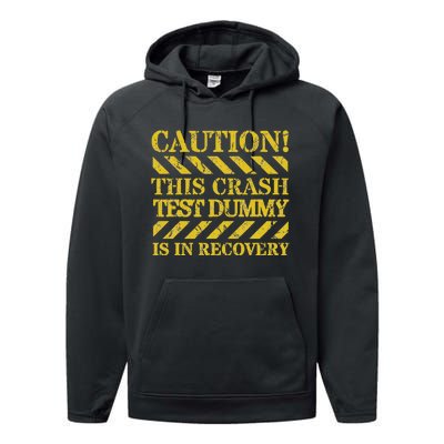 Crash Test Dummy In Recovery Funny Injury And Injured Performance Fleece Hoodie