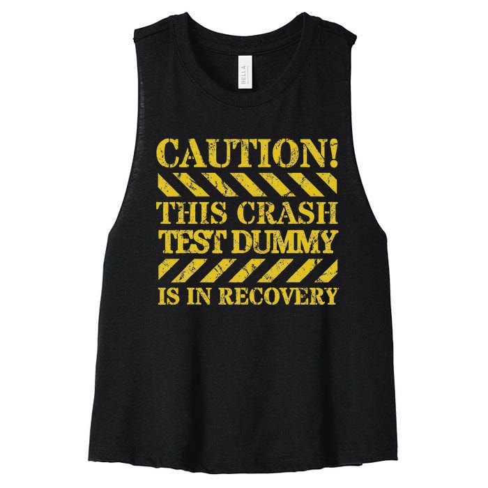 Crash Test Dummy In Recovery Funny Injury And Injured Women's Racerback Cropped Tank