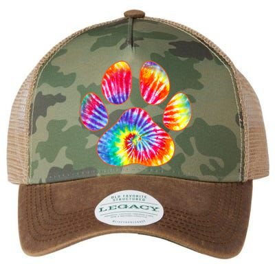 Cute Tie Dye Paw Print Pet Owner Paw Print Tie Dye Dog Lover Legacy Tie Dye Trucker Hat