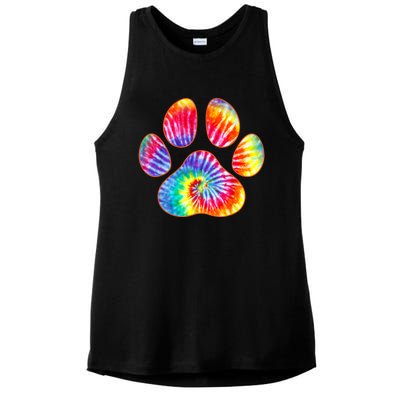 Cute Tie Dye Paw Print Pet Owner Paw Print Tie Dye Dog Lover Ladies PosiCharge Tri-Blend Wicking Tank