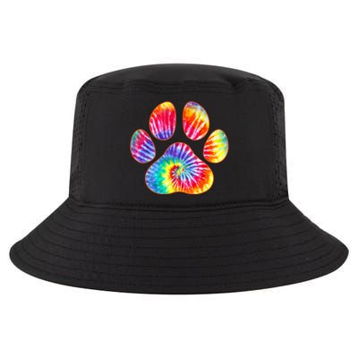 Cute Tie Dye Paw Print Pet Owner Paw Print Tie Dye Dog Lover Cool Comfort Performance Bucket Hat