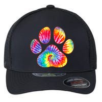 Cute Tie Dye Paw Print Pet Owner Paw Print Tie Dye Dog Lover Flexfit Unipanel Trucker Cap