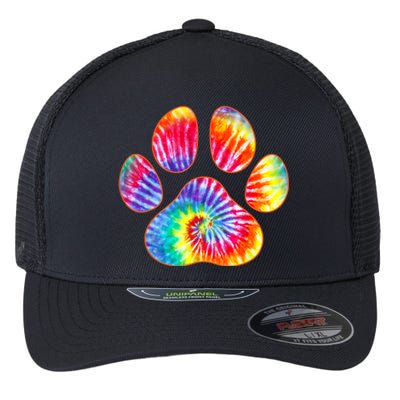 Cute Tie Dye Paw Print Pet Owner Paw Print Tie Dye Dog Lover Flexfit Unipanel Trucker Cap