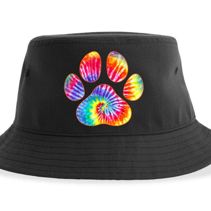 Cute Tie Dye Paw Print Pet Owner Paw Print Tie Dye Dog Lover Sustainable Bucket Hat