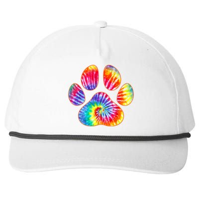 Cute Tie Dye Paw Print Pet Owner Paw Print Tie Dye Dog Lover Snapback Five-Panel Rope Hat