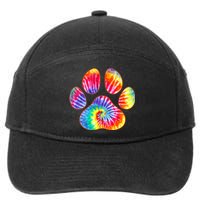 Cute Tie Dye Paw Print Pet Owner Paw Print Tie Dye Dog Lover 7-Panel Snapback Hat