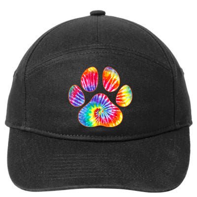 Cute Tie Dye Paw Print Pet Owner Paw Print Tie Dye Dog Lover 7-Panel Snapback Hat