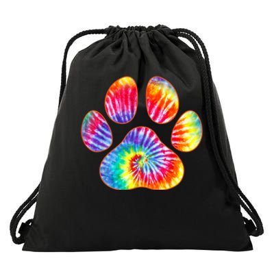 Cute Tie Dye Paw Print Pet Owner Paw Print Tie Dye Dog Lover Drawstring Bag