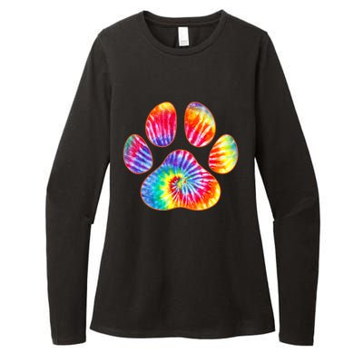 Cute Tie Dye Paw Print Pet Owner Paw Print Tie Dye Dog Lover Womens CVC Long Sleeve Shirt