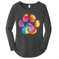 Cute Tie Dye Paw Print Pet Owner Paw Print Tie Dye Dog Lover Women's Perfect Tri Tunic Long Sleeve Shirt