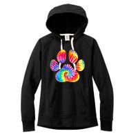 Cute Tie Dye Paw Print Pet Owner Paw Print Tie Dye Dog Lover Women's Fleece Hoodie