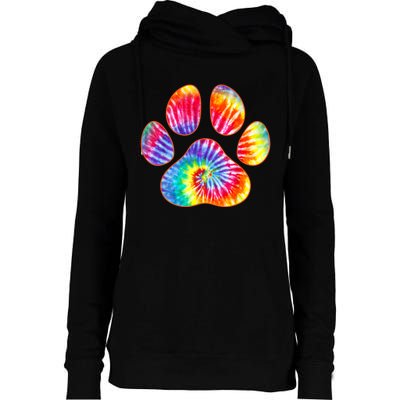 Cute Tie Dye Paw Print Pet Owner Paw Print Tie Dye Dog Lover Womens Funnel Neck Pullover Hood