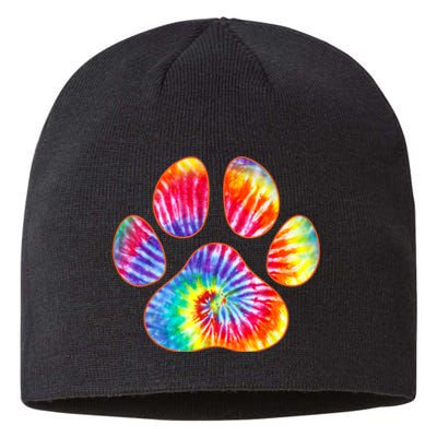 Cute Tie Dye Paw Print Pet Owner Paw Print Tie Dye Dog Lover Sustainable Beanie