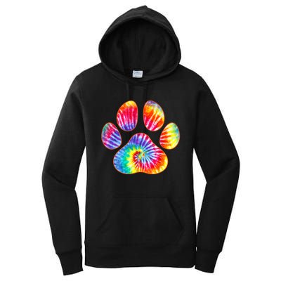 Cute Tie Dye Paw Print Pet Owner Paw Print Tie Dye Dog Lover Women's Pullover Hoodie