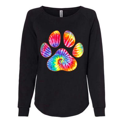 Cute Tie Dye Paw Print Pet Owner Paw Print Tie Dye Dog Lover Womens California Wash Sweatshirt