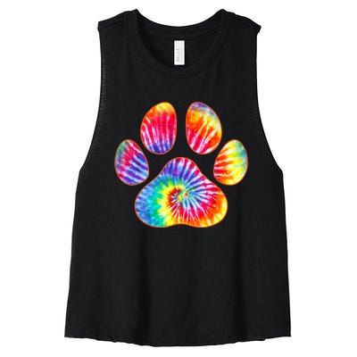 Cute Tie Dye Paw Print Pet Owner Paw Print Tie Dye Dog Lover Women's Racerback Cropped Tank