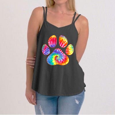 Cute Tie Dye Paw Print Pet Owner Paw Print Tie Dye Dog Lover Women's Strappy Tank