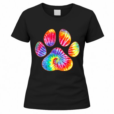 Cute Tie Dye Paw Print Pet Owner Paw Print Tie Dye Dog Lover Women's T-Shirt