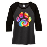 Cute Tie Dye Paw Print Pet Owner Paw Print Tie Dye Dog Lover Women's Tri-Blend 3/4-Sleeve Raglan Shirt