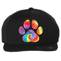 Cute Tie Dye Paw Print Pet Owner Paw Print Tie Dye Dog Lover Wool Snapback Cap