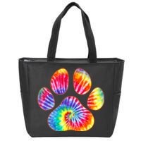 Cute Tie Dye Paw Print Pet Owner Paw Print Tie Dye Dog Lover Zip Tote Bag