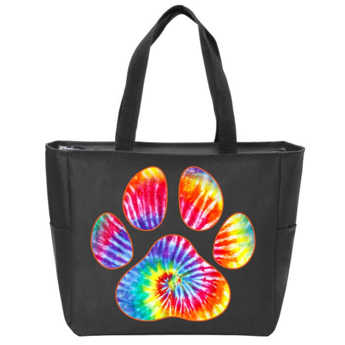 Cute Tie Dye Paw Print Pet Owner Paw Print Tie Dye Dog Lover Zip Tote Bag