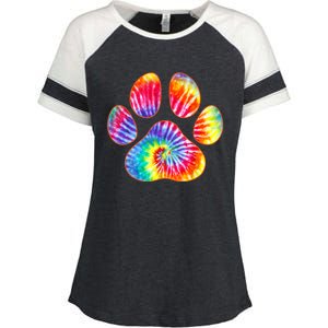 Cute Tie Dye Paw Print Pet Owner Paw Print Tie Dye Dog Lover Enza Ladies Jersey Colorblock Tee