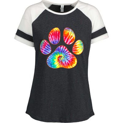 Cute Tie Dye Paw Print Pet Owner Paw Print Tie Dye Dog Lover Enza Ladies Jersey Colorblock Tee