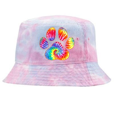 Cute Tie Dye Paw Print Pet Owner Paw Print Tie Dye Dog Lover Tie-Dyed Bucket Hat