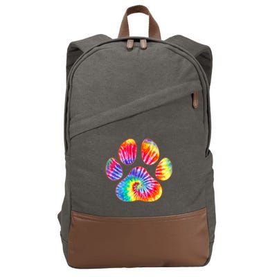 Cute Tie Dye Paw Print Pet Owner Paw Print Tie Dye Dog Lover Cotton Canvas Backpack