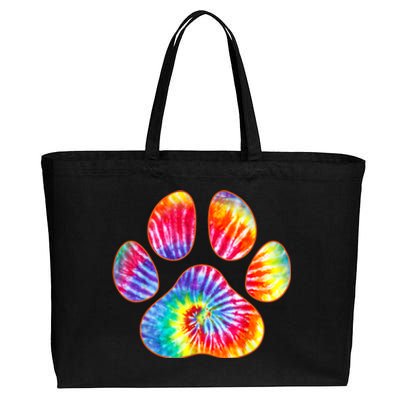 Cute Tie Dye Paw Print Pet Owner Paw Print Tie Dye Dog Lover Cotton Canvas Jumbo Tote