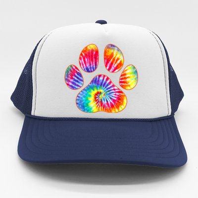 Cute Tie Dye Paw Print Pet Owner Paw Print Tie Dye Dog Lover Trucker Hat