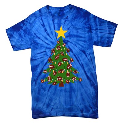 Christmas Tree Decorated With Footballs Christmas Xmas Gift Tie-Dye T-Shirt