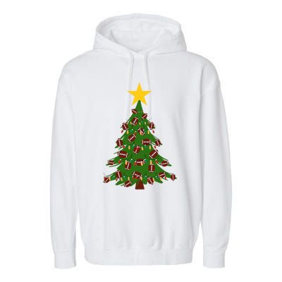 Christmas Tree Decorated With Footballs Christmas Xmas Gift Garment-Dyed Fleece Hoodie