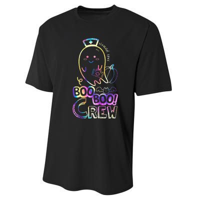 Cute Tie Dye Boo Boo Crew Halloween Ghost Wound Care Nurse Performance Sprint T-Shirt