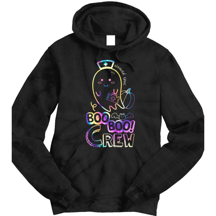 Cute Tie Dye Boo Boo Crew Halloween Ghost Wound Care Nurse Tie Dye Hoodie