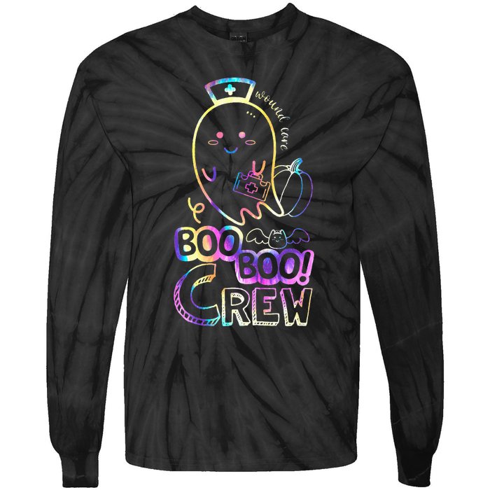 Cute Tie Dye Boo Boo Crew Halloween Ghost Wound Care Nurse Tie-Dye Long Sleeve Shirt