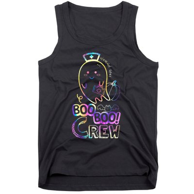 Cute Tie Dye Boo Boo Crew Halloween Ghost Wound Care Nurse Tank Top