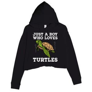 Cool Turtle Design For Boy Sea Turtle Animal Lover Crop Fleece Hoodie