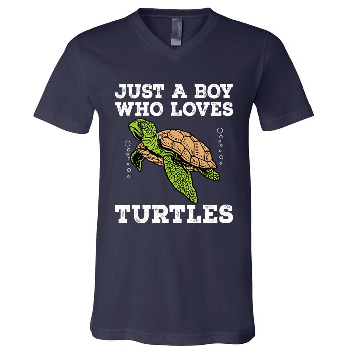 Cool Turtle Design For Boy Sea Turtle Animal Lover V-Neck T-Shirt