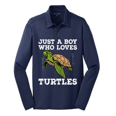 Cool Turtle Design For Boy Sea Turtle Animal Lover Silk Touch Performance Long Sleeve Polo