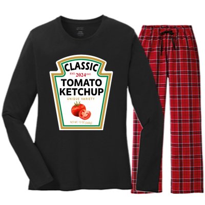 Classic Tomato Diy Halloween Costume Matching Group Women's Long Sleeve Flannel Pajama Set 