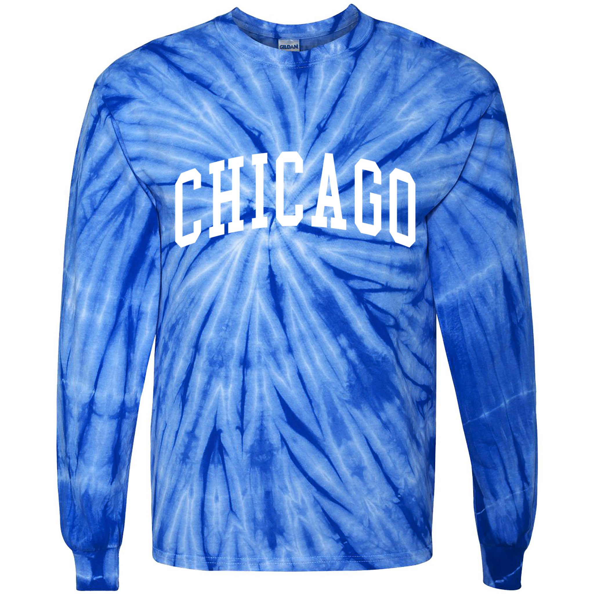 Chicago Throwback Design Classic Funny Gift Tie-Dye Long Sleeve Shirt
