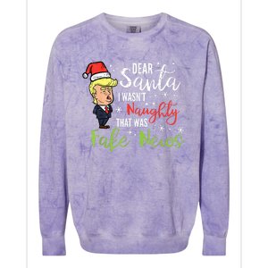 Christmas Trump Dear Santa Fake News Funny Xmas Colorblast Crewneck Sweatshirt