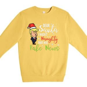 Christmas Trump Dear Santa Fake News Funny Xmas Premium Crewneck Sweatshirt