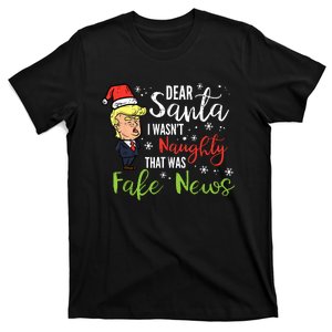 Christmas Trump Dear Santa Fake News Funny Xmas T-Shirt