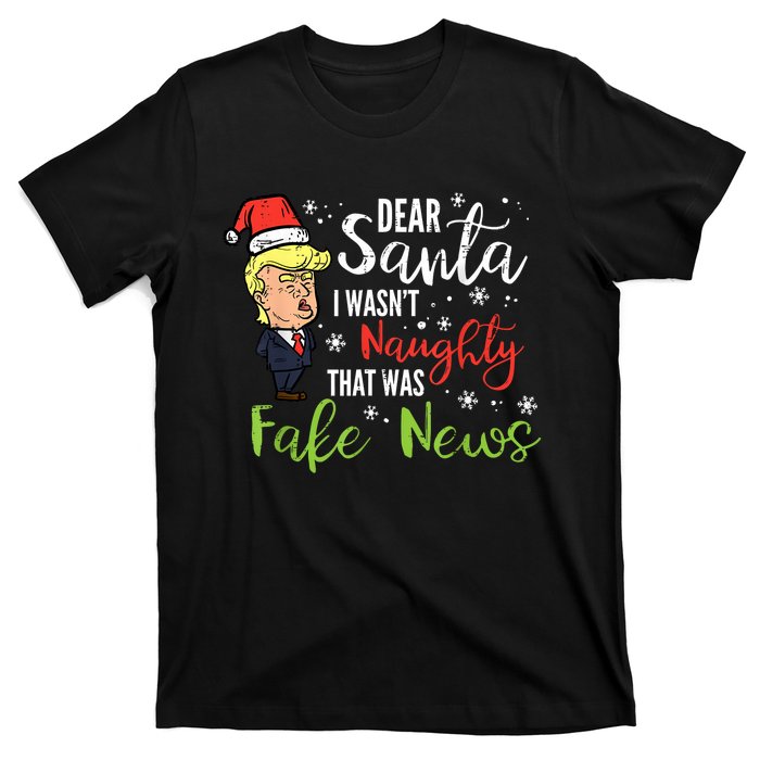 Christmas Trump Dear Santa Fake News Funny Xmas T-Shirt