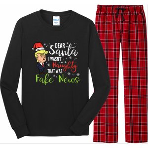 Christmas Trump Dear Santa Fake News Funny Xmas Long Sleeve Pajama Set