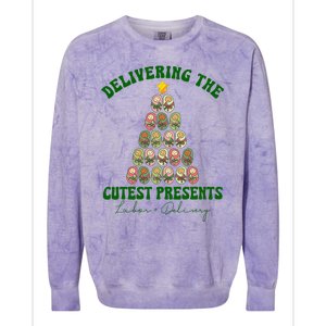 Christmas Tree Delivering The Cutest Presents L D Nurse Colorblast Crewneck Sweatshirt